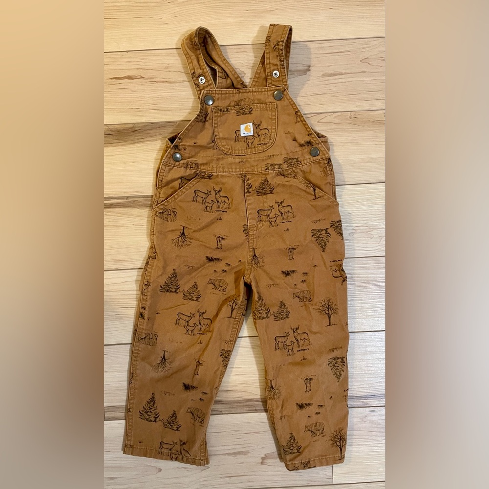 Carhartt Tan Kids Overalls with Nature Print